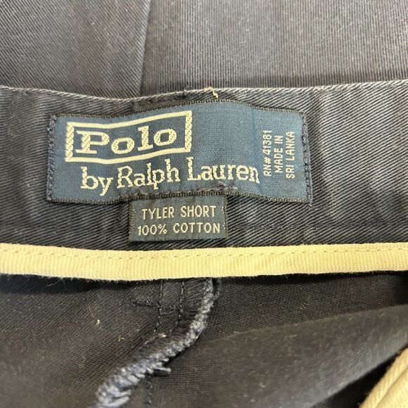 Polo Ralph Lauren Tyler Navy Double Pleated Relaxed Classic Chino Shorts Size 34 - Picture 4 of 12